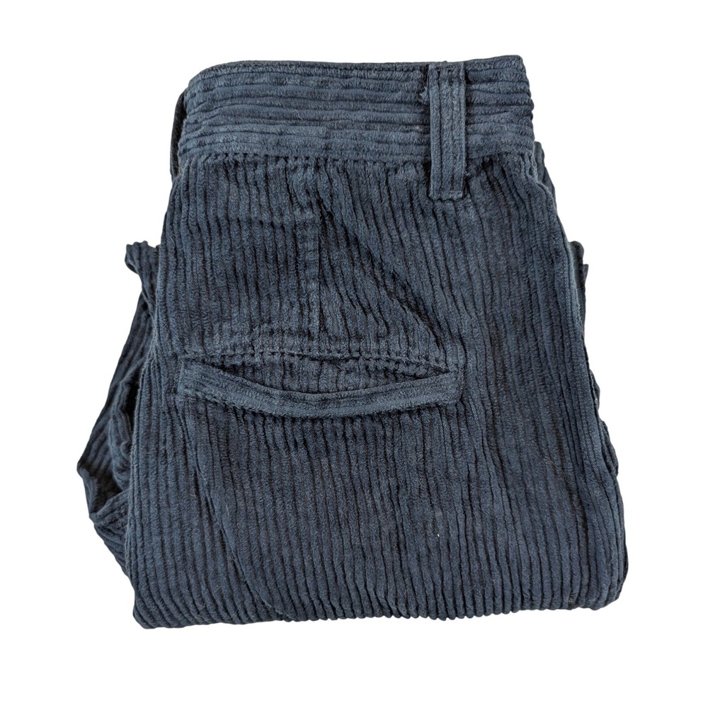 Free People Navy Corduroy Hi Waisted Pleated Wide Leg Pants Sz 2 Y2K Baggy 24x28 - Picture 2 of 11